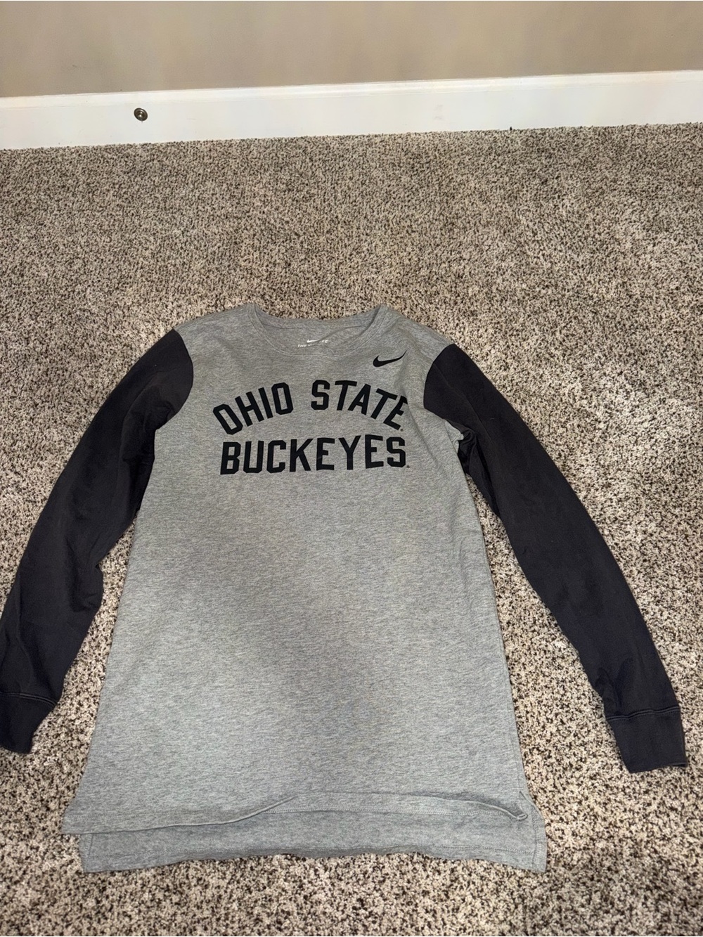 Nike Grey Crewneck with Black Sleeves Ohio State Buckeyes